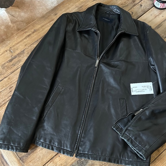 Vintage Men’s Burberry Black Leather Jacket (54) - Picture 1 of 6